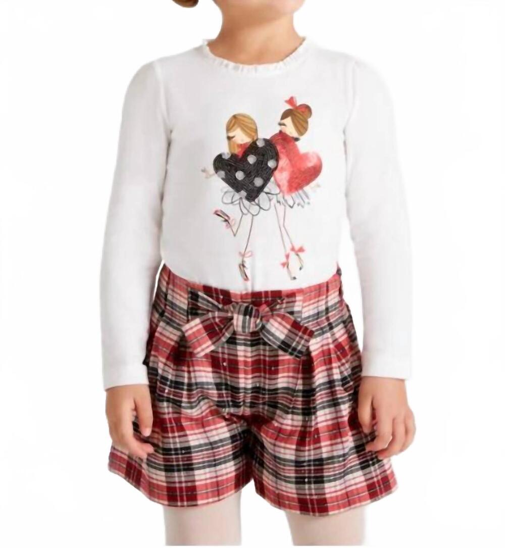 NEW MAYORAL girls checkered shorts in red